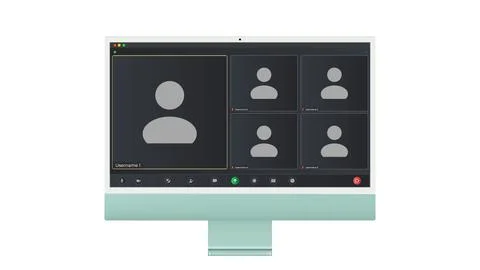Video conference user interface, Five users. Video conference calls window Stock Illustration