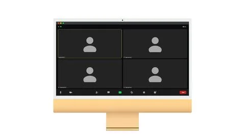 Video conference user interface, Four users. Video conference calls window 스톡 일러스트