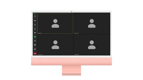 Video conference user interface, Four users. Video conference calls window 스톡 일러스트