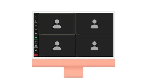 Video conference user interface, Four users. Video conference calls window Stock Illustration