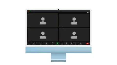 Video conference user interface, Four users. Video conference calls window 스톡 일러스트