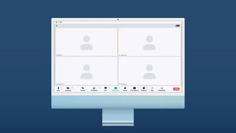 Video conference user interface, four users. Video conference calls window 스톡 일러스트