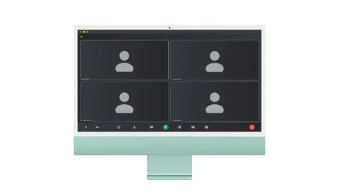 Video conference user interface, Four users. Video conference calls window 스톡 일러스트