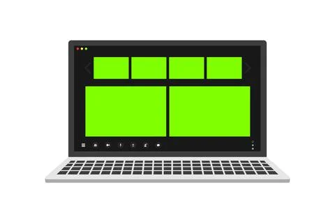 Video conference user interface on laptop. Video call window overlay. Chromakey Stockillustratie