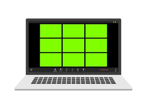 Video conference user interface on laptop. Video call window overlay. Chromakey Stock Illustration