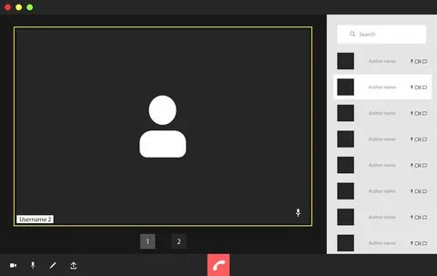 Video conference user interface with a list of users, video conference calls Stock Illustration