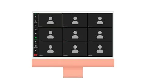 Video conference user interface, Nine users. Video conference calls window Illustrazione stock