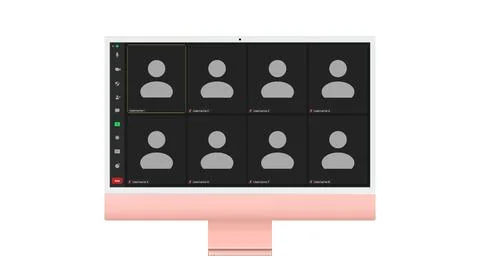 Video conference user interface, Nine users. Video conference calls window Stock Illustration