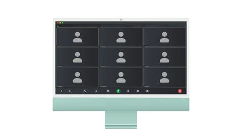 Video conference user interface, Nine users. Video conference calls window Stock Illustration
