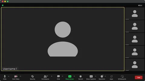 Video conference user interface. Online conference meeting. Video call screen Illustrazione stock