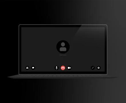 Video conference user interface on realistic laptop, video conference calls Stock Illustration