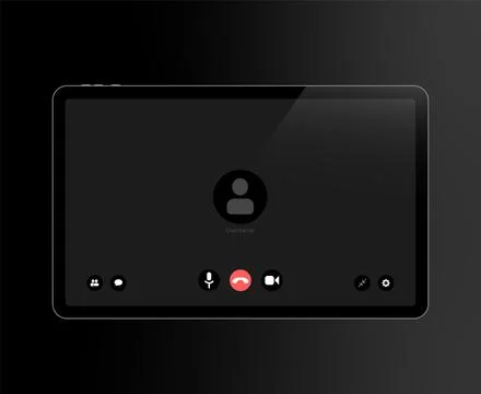 Video conference user interface on realistic tablet, video conference calls Stock Illustration