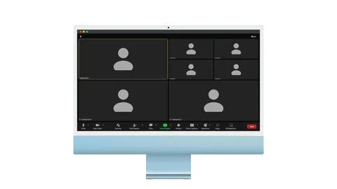 Video conference user interface, Seven users. Video conference calls window Stock Illustration