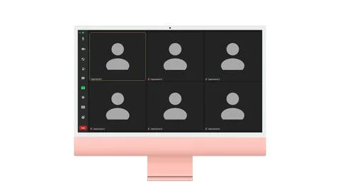 Video conference user interface, Six users. Video conference calls window Stock Illustration