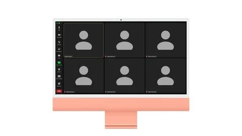 Video conference user interface, Six users. Video conference calls window Stock Illustration