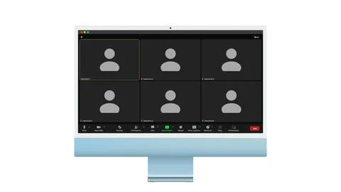 Video conference user interface, Six users. Video conference calls window Stock Illustration