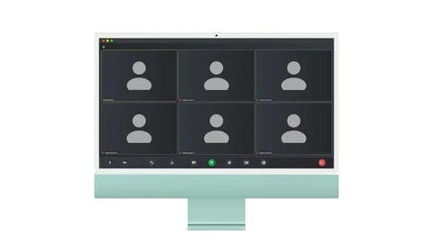 Video conference user interface, Six users. Video conference calls window Illustrazione stock
