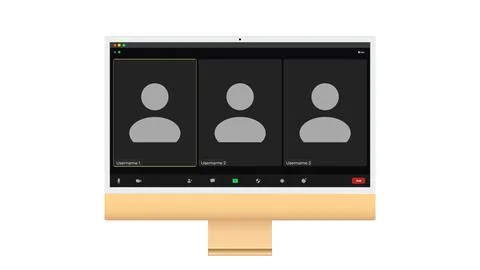 Video conference user interface, Three users. Video conference calls window 스톡 일러스트