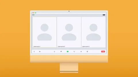Video conference user interface, three users. Video conference calls window イラスト素材