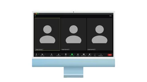 Video conference user interface, Three users. Video conference calls window Stock Illustration