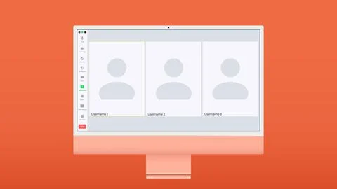 Video conference user interface, three users. Video conference calls window Stock Illustration