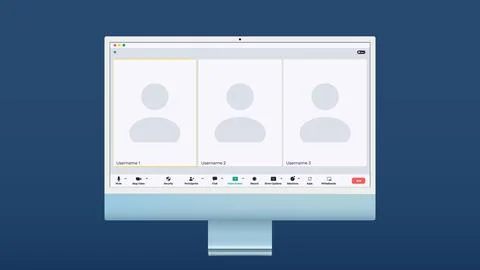 Video conference user interface, three users. Video conference calls window Stock Illustration