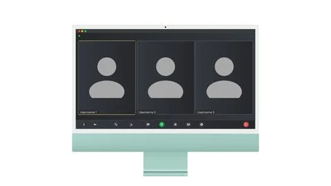 Video conference user interface, Three users. Video conference calls window Stock Illustration