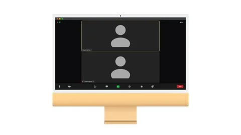 Video conference user interface, Two users. Video conference calls window Illustrazione stock