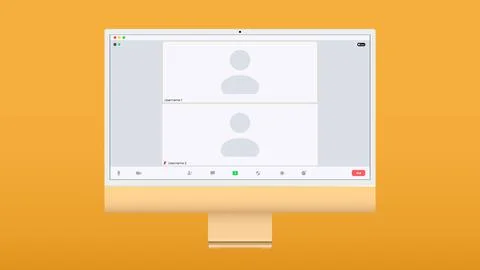 Video conference user interface, two users. Video conference calls window Stock Illustration