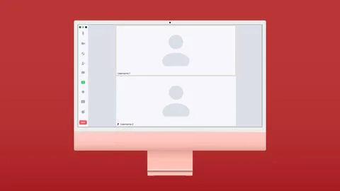 Video conference user interface, two users. Video conference calls window Stock Illustration