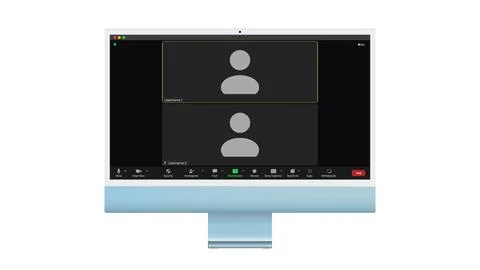Video conference user interface, Two users. Video conference calls window Ilustração Stock