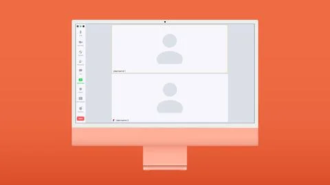 Video conference user interface, two users. Video conference calls window Stock Illustration