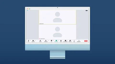 Video conference user interface, two users. Video conference calls window Stock Illustration