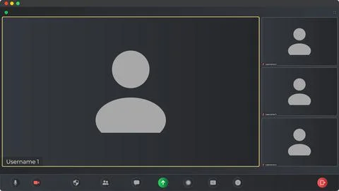 Video conference user interface. User web video call window. Call screen Stock Illustration