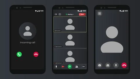 Video conference user interface. User web video call window. User web video call Illustrazione stock