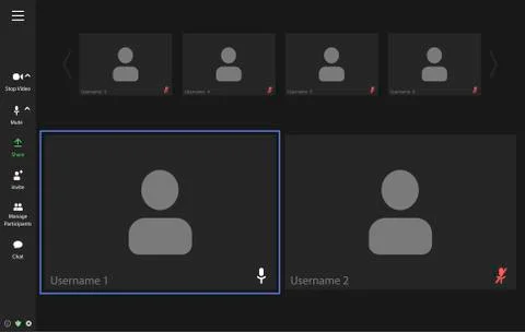 Video conference user interface, video conference calls window overlay Stock Illustration