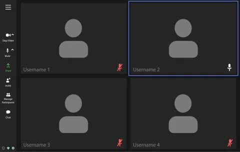 Video conference user interface, video conference calls window overlay Stock Illustration