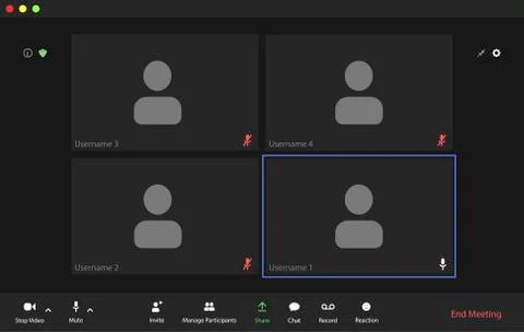 Video conference user interface, video conference calls window overlay 스톡 일러스트