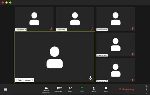 Video conference user interface, video conference calls window overlay Stock Illustration