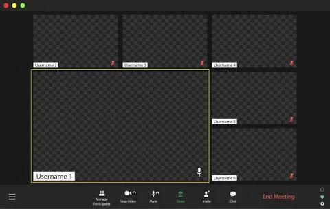 Video conference user interface, video conference calls window overlay Illustrazione stock