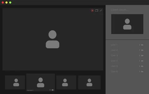 Video conference user interface, video conference calls window overlay 스톡 일러스트