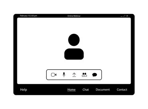 Video conference user interface, video conference calls window overlay. Black 스톡 일러스트