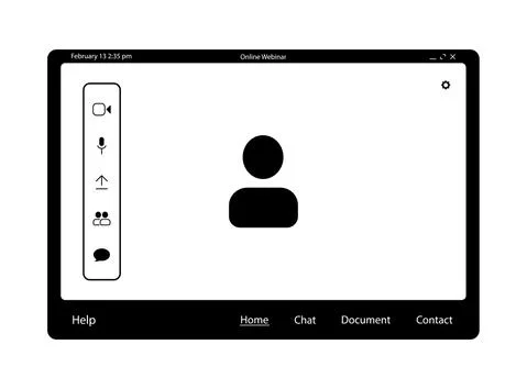 Video conference user interface, video conference calls window overlay. Black Stock Illustration