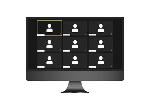 Video conference user interface, video conference calls window overlay. 25 Stock Illustration