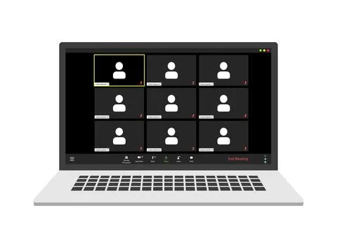 Video conference user interface, video conference calls window overlay. 9 Stock Illustration