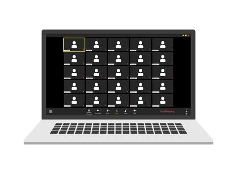 Video conference user interface, video conference calls window overlay. 25 Stock Illustration