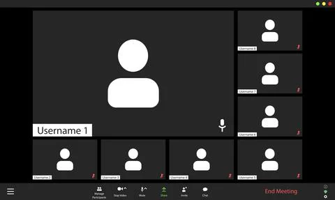 Video conference user interface, video conference calls window overlay Illustrazione stock