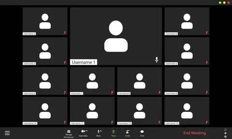 Video conference user interface, video conference calls window overlay Stock Illustration