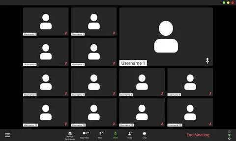 Video conference user interface, video conference calls window overlay 스톡 일러스트