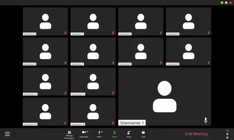 Video conference user interface, video conference calls window overlay Stock Illustration